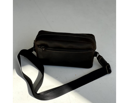 Мужская кожаная сумка через плечо New York коричневая