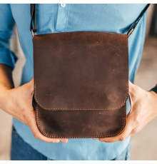Мужская кожаная сумка через плечо Miami коричневая