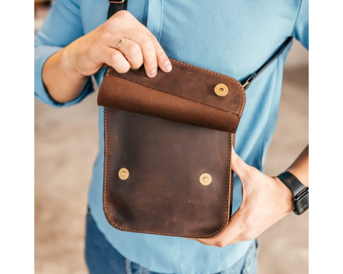 Мужская кожаная сумка через плечо Miami коричневая