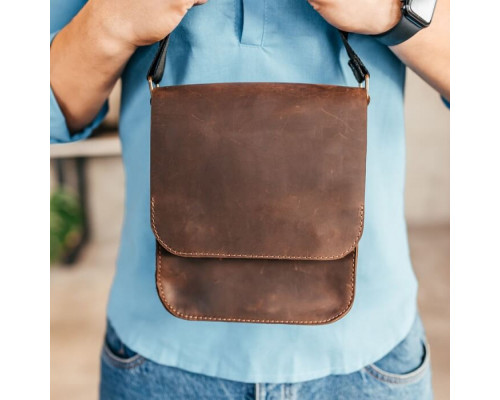 Мужская кожаная сумка через плечо Miami коричневая