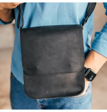 Мужская кожаная сумка через плечо Miami черная