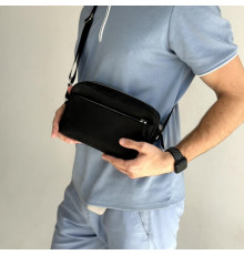 Мужская кожаная сумка через плечо New York черная