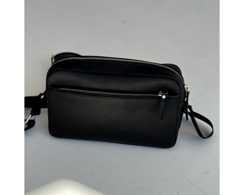 Мужская кожаная сумка через плечо New York черная