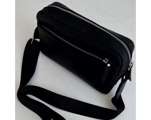 Мужская кожаная сумка через плечо New York черная