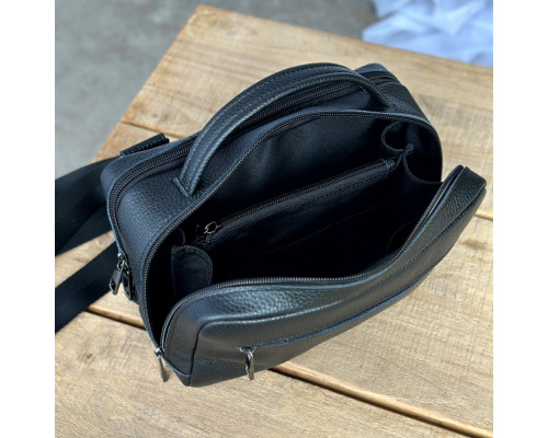 Мужская кожаная сумка через плечо Орегон черная
