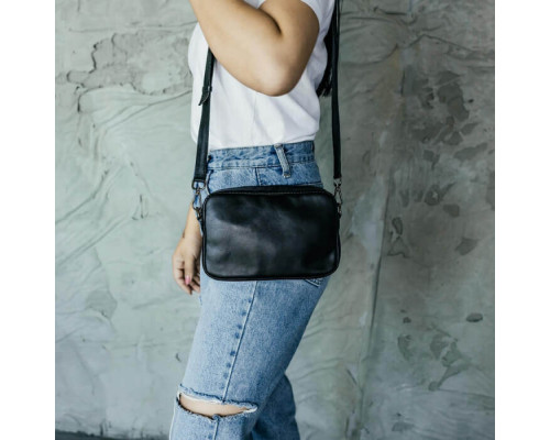 Женская сумка Париж черная гладкая