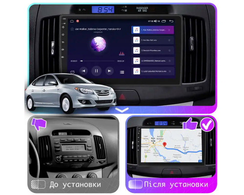 Штатная магнитола Lesko для Hyundai Avante IV 2006-2010 экран 9" 2/32Gb Wi-Fi GPS Base