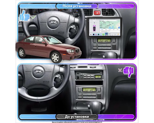 Штатная магнитола Lesko для Hyundai Elantra III (XD) 2000-2003 экран 9" 4/64 QLED CarPlay 4G Wi-Fi GPS 360 Prime