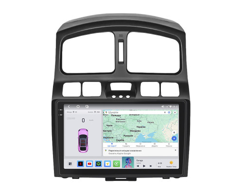 Штатная магнитола Lesko для Hyundai Santa Fe I 2000-2012 экран 9" 4/64 QLED CarPlay 4G Wi-Fi GPS 360 Prime