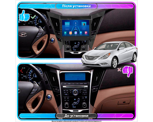 Штатная магнитола Lesko для Hyundai Sonata VI (YF) 2009-2014 экран 9" 2/32Gb 4G Wi-Fi GPS Top