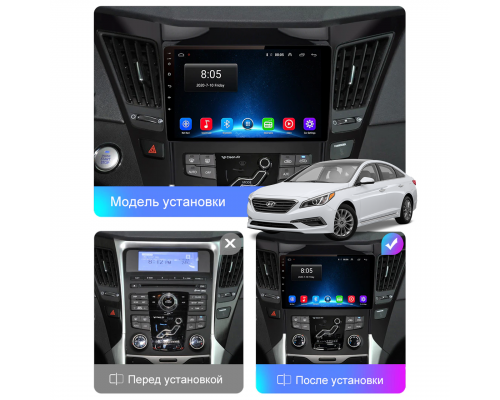 Штатная магнитола Lesko для Hyundai Sonata VI (YF) 2009-2014 экран 9" 2/32Gb Wi-Fi GPS Base