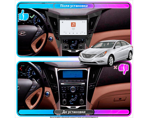 Штатная магнитола Lesko для Hyundai Sonata VI (YF) 2009-2014 экран 9" 4/64 QLED CarPlay 4G Wi-Fi GPS 360 Prime