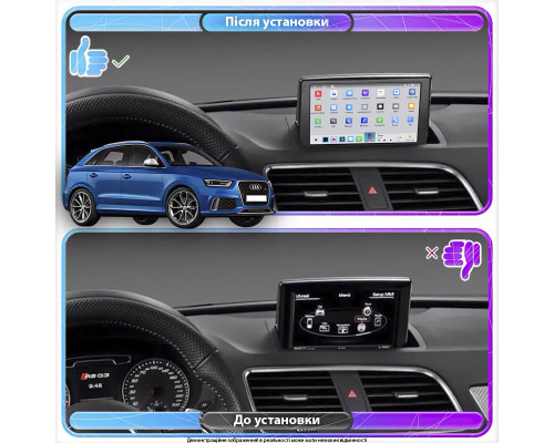 Штатная магнитола Lesko для Audi RS Q3 I (8U) 2013-2015 экран 9" 4/64 QLED CarPlay 4G Wi-Fi GPS 360 Prime