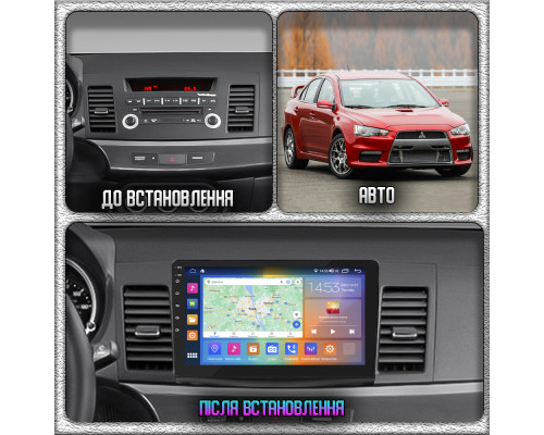 Штатная магнитола Lesko для Mitsubishi Lancer Evolution X 2007-2016 экран 10" 4/64Gb CarPlay 4G Wi-Fi GPS Prime