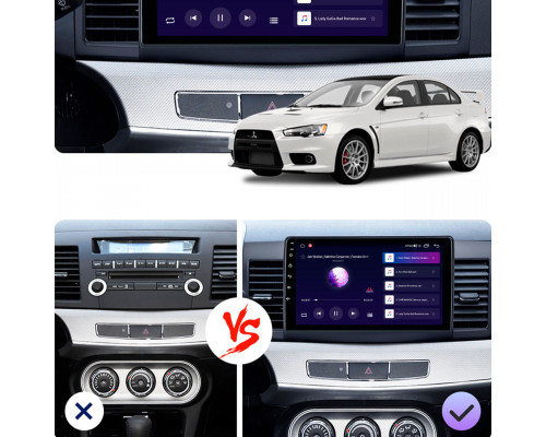 Штатная магнитола Lesko для Mitsubishi Lancer X Рестайлинг 2 2015-2017 экран 10" 2/32Gb CarPlay 4G Wi-Fi GPS Prime
