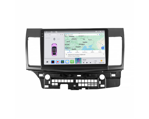Штатная магнитола Lesko для Mitsubishi Lancer X Рестайлинг 2 2015-2017 экран 10" 4/64 QLED CarPlay 4G Wi-Fi GPS 360 Prime