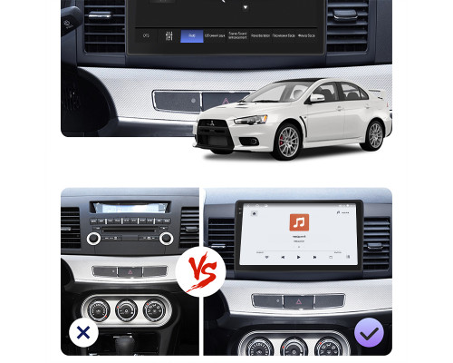 Штатная магнитола Lesko для Mitsubishi Lancer X Рестайлинг 2 2015-2017 экран 10" 4/64 QLED CarPlay 4G Wi-Fi GPS 360 Prime