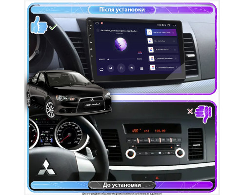 Штатная магнитола Lesko для Mitsubishi Lancer X Рестайлинг 2011-2015 экран 10" 4/64Gb CarPlay 4G Wi-Fi GPS Prime