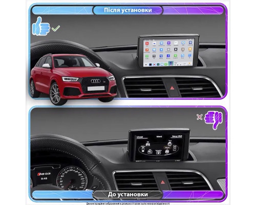 Штатная магнитола Lesko для Audi RS Q3 I (8U) Рестайлинг 2015-2018 экран 9" 4/64 QLED CarPlay 4G Wi-Fi GPS 360 Prime