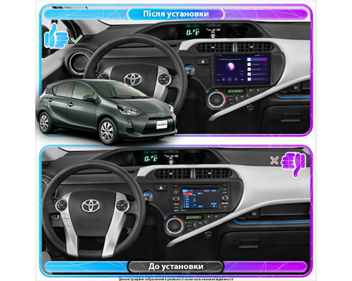 Штатная магнитола Lesko для Toyota Aqua I 2011-2014 экран 9" 4/64Gb CarPlay 4G Wi-Fi GPS Prime