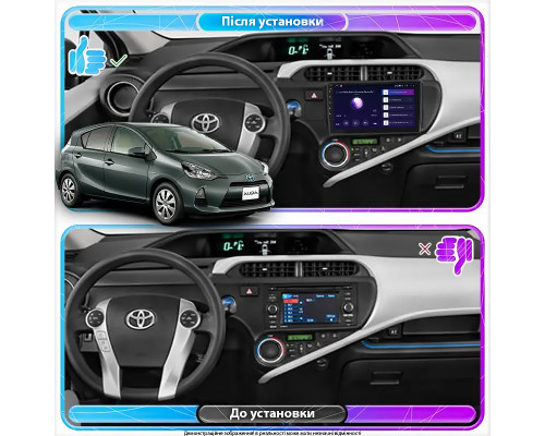 Штатная магнитола Lesko для Toyota Aqua I Рестайлинг 2 2017-2021 экран 9" 4/64Gb 4G Wi-Fi GPS Top