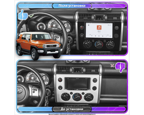 Штатная магнитола Lesko для Toyota FJ Cruiser  2006-н.в. экран 9" 4/64 QLED CarPlay 4G Wi-Fi GPS 360 Prime