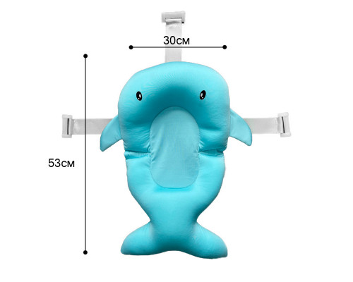 Матрасик коврик для ребенка в ванночку с креплениями Bestbaby 340 Blue Shark