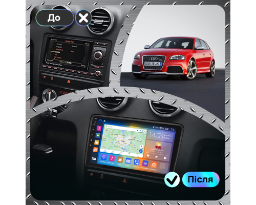 Штатная магнитола Lesko для Audi S3 II (8P) Рестайлинг 2008-2012 экран 9" 4/64Gb CarPlay 4G Wi-Fi GPS Prime