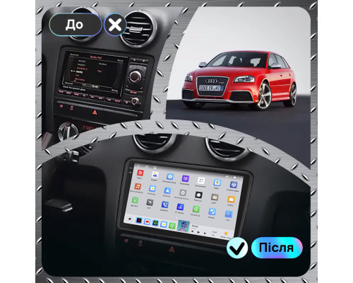 Штатная магнитола Lesko для Audi S3 II (8P) Рестайлинг 2008-2012 экран 9" 4/64 QLED CarPlay 4G Wi-Fi GPS 360 Prime