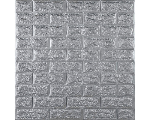 3D панель самоклеющаяся 700x770x7мм кирпич Серебро (017-7) SW-00000059