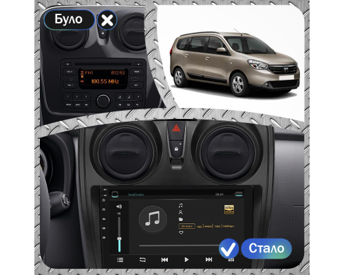 Штатная магнитола Lesko для Dacia Lodgy  2012-2017 экран 9" 4/32Gb 4G Wi-Fi GPS Top