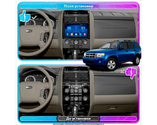 Штатная магнитола Lesko для Ford Escape I Рестайлинг 2 2007-2012 экран 9" 4/32Gb 4G Wi-Fi GPS Top