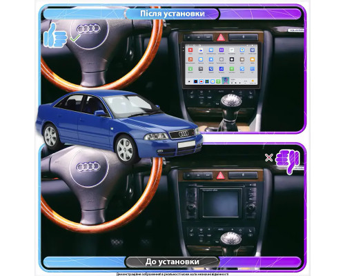 Штатная магнитола Lesko для Audi S4 I (B5) 1997-2001 экран 9" 4/64 QLED CarPlay 4G Wi-Fi GPS 360 Prime