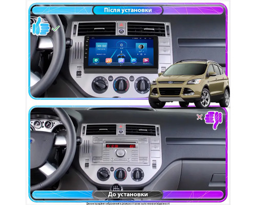 Штатная магнитола Lesko для Ford Kuga I 2008-2013 экран 9" 4/32Gb 4G Wi-Fi GPS Top