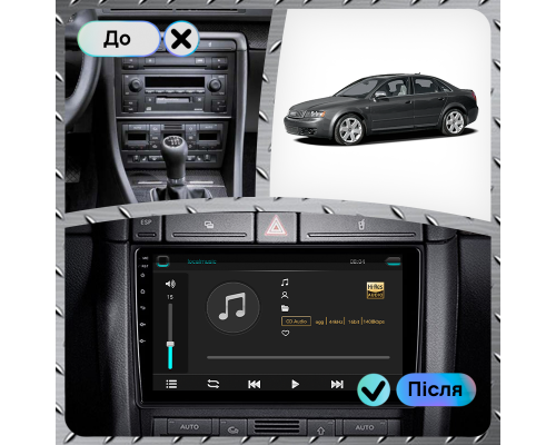 Штатная магнитола Lesko для Audi S4 II (B6) 2002-2004 экран 9" 1/16Gb Wi-Fi GPS Base