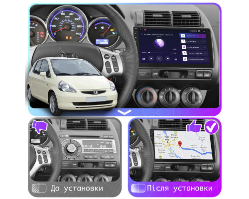 Штатная магнитола Lesko для Honda Jazz I Manual AC 2001-2005 экран 9" 4/32Gb 4G Wi-Fi GPS Top