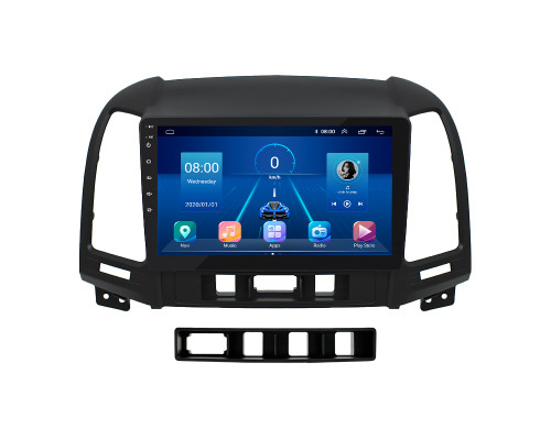 Штатная магнитола Lesko для Hyundai Santa Fe II 2005-2010 экран 9" 4/32Gb 4G Wi-Fi GPS Top