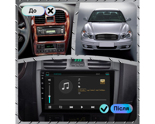 Штатная магнитола Lesko для Hyundai Sonata IV (EF) Рестайлинг 2001-2012 экран 9" 4/32Gb 4G Wi-Fi GPS Top