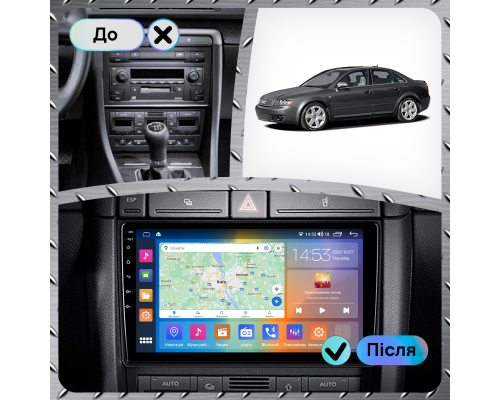 Штатная магнитола Lesko для Audi S4 III (B7) 2004-2008 экран 9" 4/64Gb CarPlay 4G Wi-Fi GPS Prime