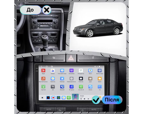 Штатная магнитола Lesko для Audi S4 III (B7) 2004-2008 экран 9" 4/64 QLED CarPlay 4G Wi-Fi GPS 360 Prime