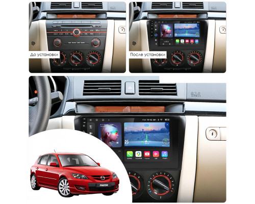 Штатная магнитола Lesko для Mazda 3 I (BK) Рестайлинг 2006-2009 экран 9" 4/32Gb 4G Wi-Fi GPS Top