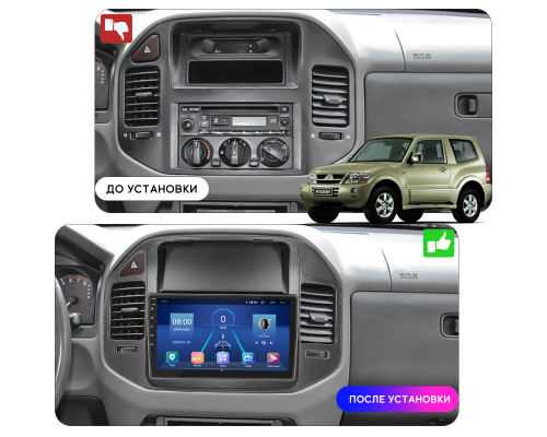 Штатная магнитола Lesko для Mitsubishi Pajero III 1999-2002 экран 9" 4/32Gb 4G Wi-Fi GPS Top