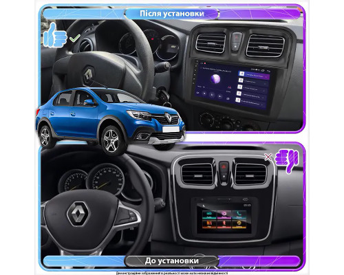 Штатная магнитола Lesko для Renault Logan II Рестайлинг ver 2 2018-н.в экран 9" 4/32Gb 4G Wi-Fi GPS Top