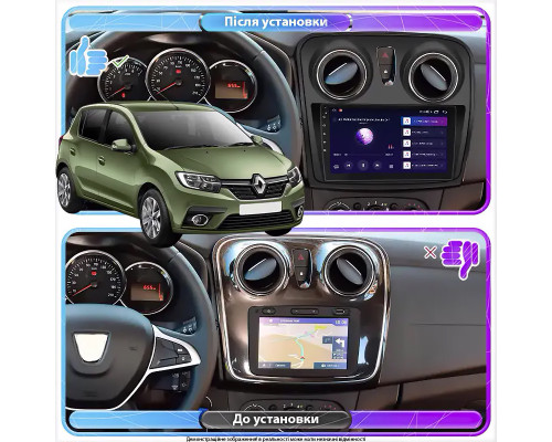 Штатная магнитола Lesko для Renault Sandero II ver 2 2013-2018 экран 9" 4/32Gb 4G Wi-Fi GPS Top