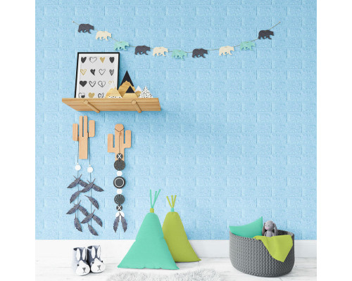 3D панель самоклеющаяся 700x770x7мм кирпич Голубой (005-7) SW-00000658