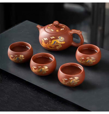 Чайный набор 0321610 Dragon and Phoenix заварник 480 ml + 4 пиалы Brown