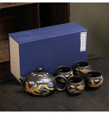 Дорожный чайный набор 20240527 Dragon and Phoenix заварник 220 ml + 4 пиалы с чехлом