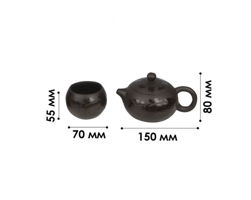 Дорожный чайный набор 20240527 Dragon and Phoenix заварник 220 ml + 4 пиалы с чехлом