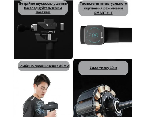 Антистрессовый перкуссионный массажер (пистолет) Booster M2-C с аккумулятором 2500 mAh, 12V, Type-C для терапии и снятия напряжения.