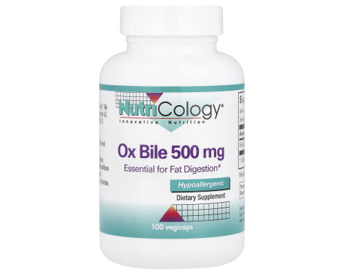 Екстракт бичачої жовчі, Ox Bile, Nutricology, 500 мг, 100 капсул